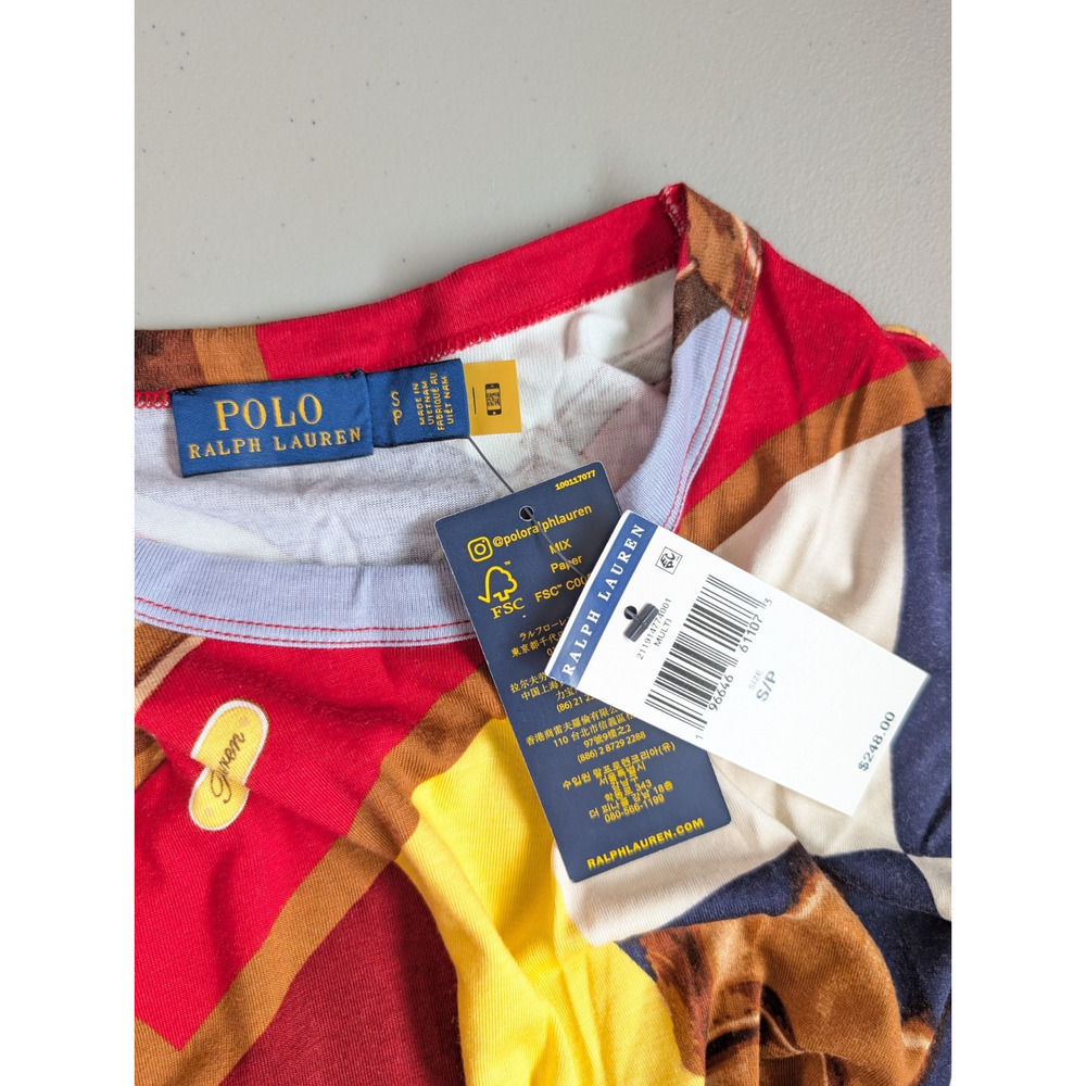 NWT Polo Ralph Lauren Scarf-Print Long-Sleeve Wrap Maxi Dress Sz S Red #2H461 - Picture 8 of 10